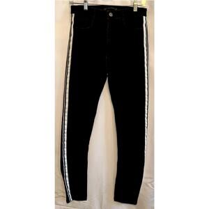 Zara Trafaluc Denimwear Women's Size 6 Black Skinny White Side Striped Jeans
